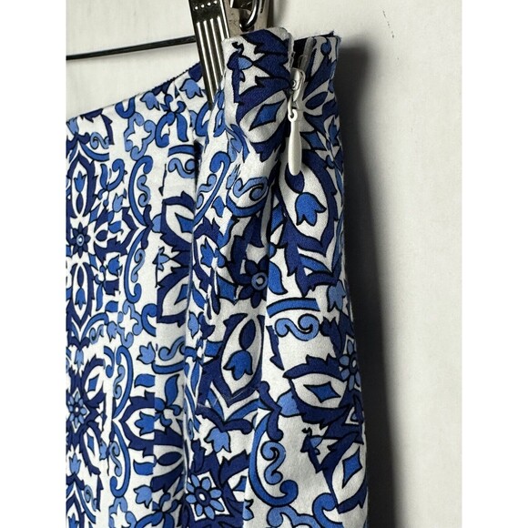 Milly Blue Asymmetrical Tile Skirt Womans Size XL Pleated Floral Paisley Print - Picture 4 of 9